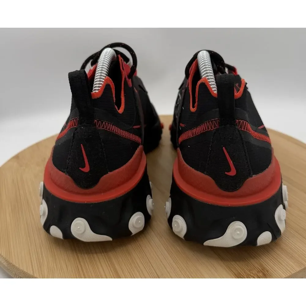 Nike React Element 55 Script Swoosh Mens Size 8.5 Athletic Sneakers Black Red